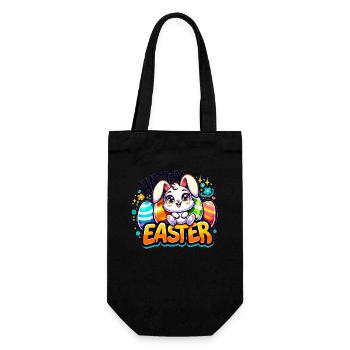 Happy Easter - Easter Bunny Illustration - Gift Bag for Bottles - black - Front