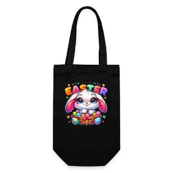 Happy Easter - Easter Bunny Illustration - Gift Bag for Bottles - black - Front