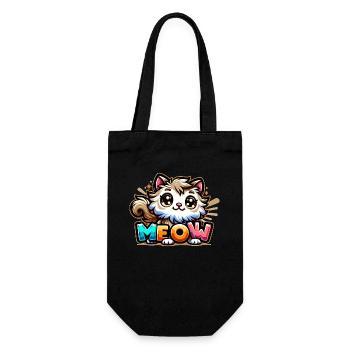 Meow - Katze Illustration - Geschenkbeutel für Flaschen - Schwarz - Vorne
