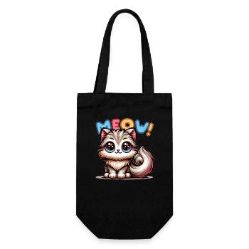 Meow - Katze Illustration - Geschenkbeutel für Flaschen - Schwarz - Vorne