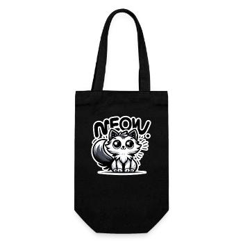 Meow - Katze Illustration - Geschenkbeutel für Flaschen - Schwarz - Vorne
