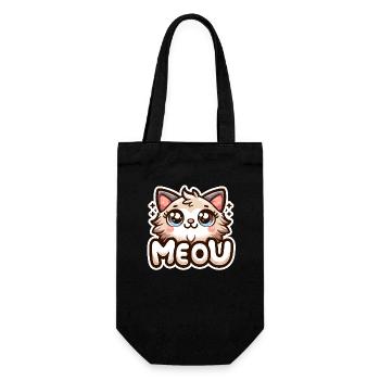 Meow - Katze Illustration - Geschenkbeutel für Flaschen - Schwarz - Vorne