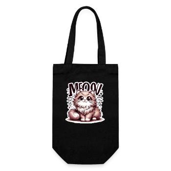 Meow - Katze Illustration - Geschenkbeutel für Flaschen - Schwarz - Vorne