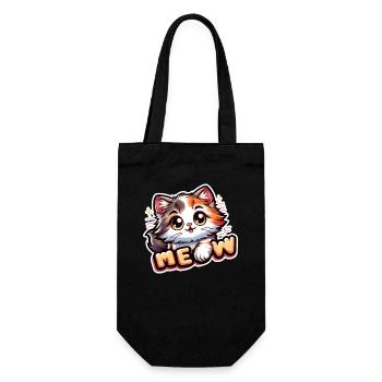 Meow - Katze Illustration - Geschenkbeutel für Flaschen - Schwarz - Vorne