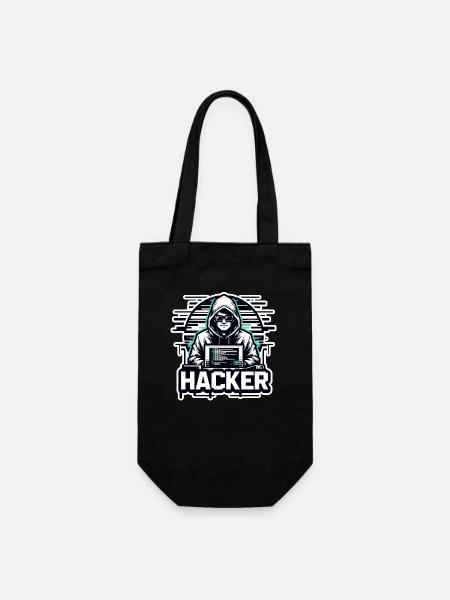 Hacker - Illustration - Geschenkbeutel für Flaschen - Schwarz