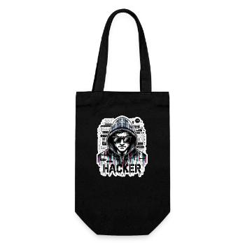 Hacker - Illustration - Geschenkbeutel für Flaschen - Schwarz - Vorne