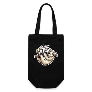 Chill Time - Sloth Illustration - Gift Bag for Bottles - black - Front