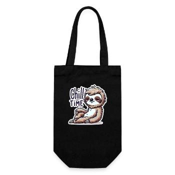 Chill Time - Sloth Illustration - Gift Bag for Bottles - black - Front