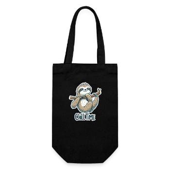 Chill Time - Sloth Illustration - Gift Bag for Bottles - black - Front