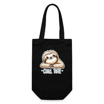Chill Time - Sloth Illustration - Gift Bag for Bottles - black - Front