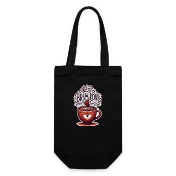 Brew Love - Kaffeetasse Illustration - Geschenkbeutel für Flaschen - Schwarz - Vorne