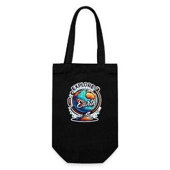 Explore Earth - Earth Illustration - Gift Bag for Bottles - black - Front