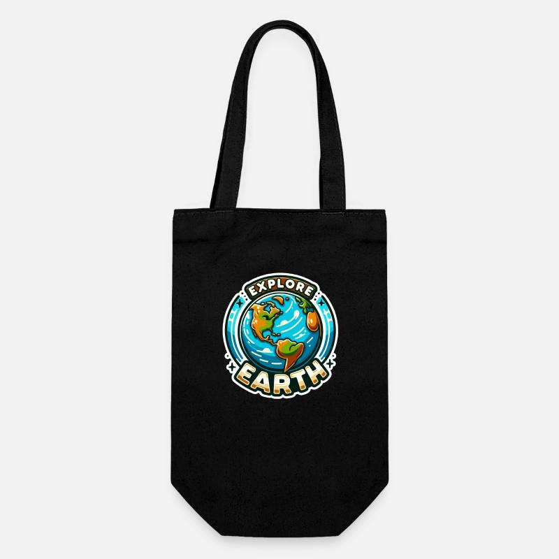 Explorez la Terre - Illustration de la Terre - Sac à bouteille - noir