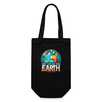 Explore Earth - Erde Illustration - Geschenkbeutel für Flaschen - Schwarz - Vorne