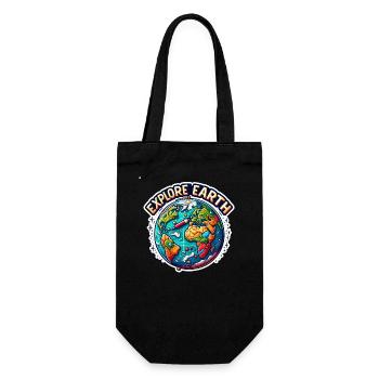 Explore Earth - Earth Illustration - Gift Bag for Bottles - black - Front