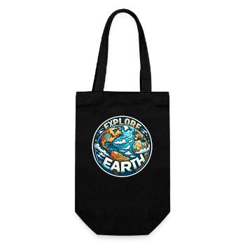 Explore Earth - Earth Illustration - Gift Bag for Bottles - black - Front