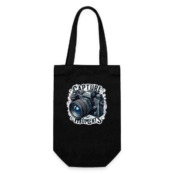 Capture Moments - Camera Illustration - Gift Bag for Bottles - black - Front