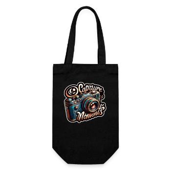 Capture Moments - Camera Illustration - Gift Bag for Bottles - black - Front