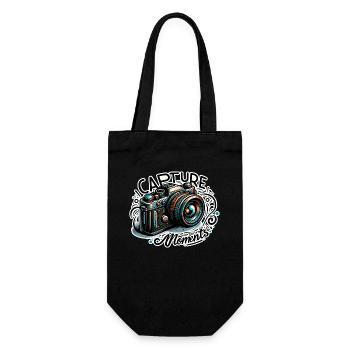 Capture Moments - Camera Illustration - Gift Bag for Bottles - black - Front