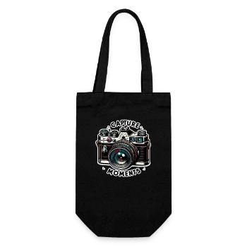 Capture Moments - Camera Illustration - Gift Bag for Bottles - black - Front
