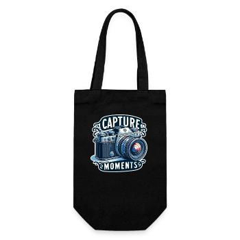 Capture Moments - Kamera Illustration - Geschenkbeutel für Flaschen - Schwarz - Vorne