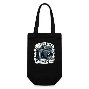 Capture Moments - Camera Illustration - Gift Bag for Bottles - black - Front
