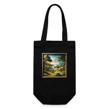 Landscape - Illustration - Gift Bag for Bottles - black - Front