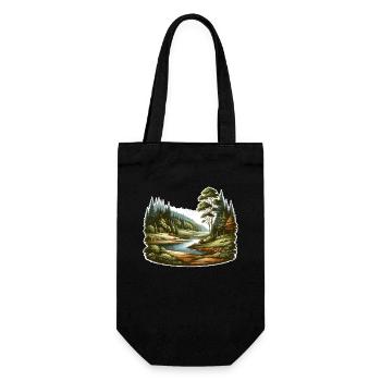 Landscape - Illustration - Gift Bag for Bottles - black - Front