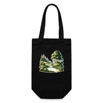 Landscape - Illustration - Gift Bag for Bottles - black - Front