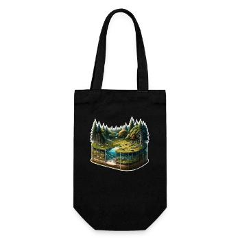 Landscape - Illustration - Gift Bag for Bottles - black - Front