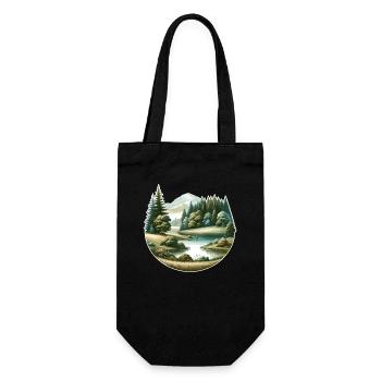 Landscape - Illustration - Gift Bag for Bottles - black - Front