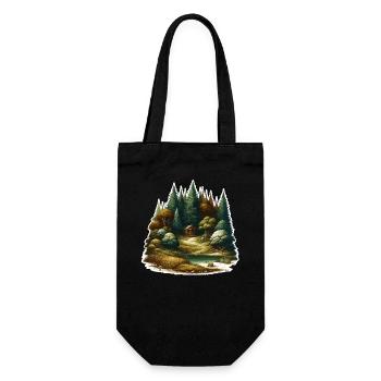 Landschaft - Illustration - Geschenkbeutel für Flaschen - Schwarz - Vorne