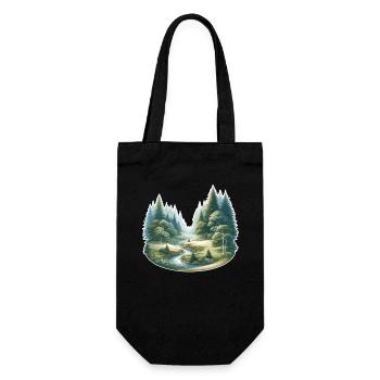 Landscape - Illustration - Gift Bag for Bottles - black - Front