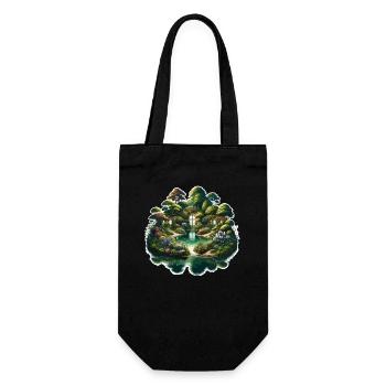 Landscape - Illustration - Gift Bag for Bottles - black - Front