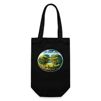 Landscape - Illustration - Gift Bag for Bottles - black - Front