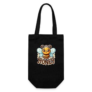Oh Honey - Bees Illustration - Gift Bag for Bottles - black - Front