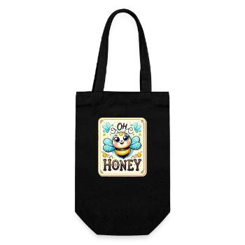 Oh miel - Illustration d’abeilles - Sac à bouteille - noir - Devant