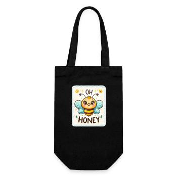 Oh miel - Illustration d’abeilles - Sac à bouteille - noir - Devant
