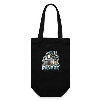 Home Sweet Home - House Illustration - Gift Bag for Bottles - black - Front