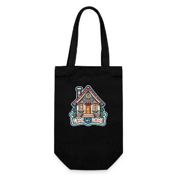 Home Sweet Home - House Illustration - Gift Bag for Bottles - black - Front