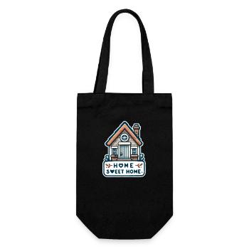 Home Sweet Home - House Illustration - Gift Bag for Bottles - black - Front