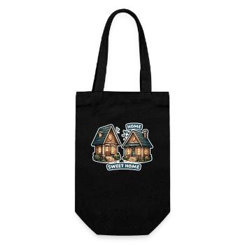Home Sweet Home - House Illustration - Gift Bag for Bottles - black - Front