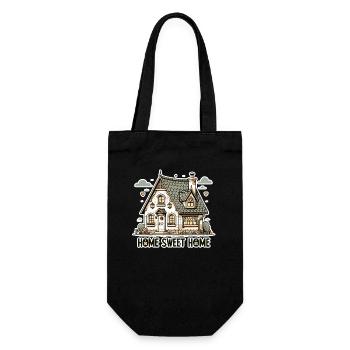 Home Sweet Home - House Illustration - Gift Bag for Bottles - black - Front