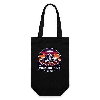 Mountain High - Berg Illustration - Geschenkbeutel für Flaschen - Schwarz - Vorne