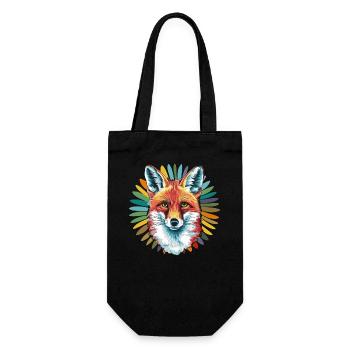 Fuchs - Illustration - Geschenkbeutel für Flaschen - Schwarz - Vorne