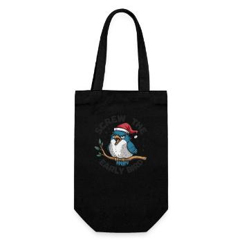 Der frühe Vogel kann mich mal - Geschenkbeutel für Flaschen - Schwarz - Vorne