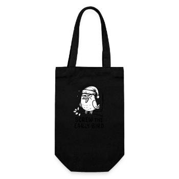 Der frühe Vogel kann mich mal - Geschenkbeutel für Flaschen - Schwarz - Vorne