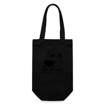Erst der Kaffee, dann alles andere - Geschenkbeutel für Flaschen - Schwarz - Vorne