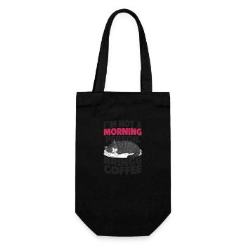 Ich bin kein Morgenmensch. Bring Kaffee mit. - Geschenkbeutel für Flaschen - Schwarz - Vorne