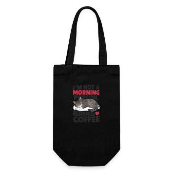 Ich bin kein Morgenmensch. Bring Kaffee mit. - Geschenkbeutel für Flaschen - Schwarz - Vorne